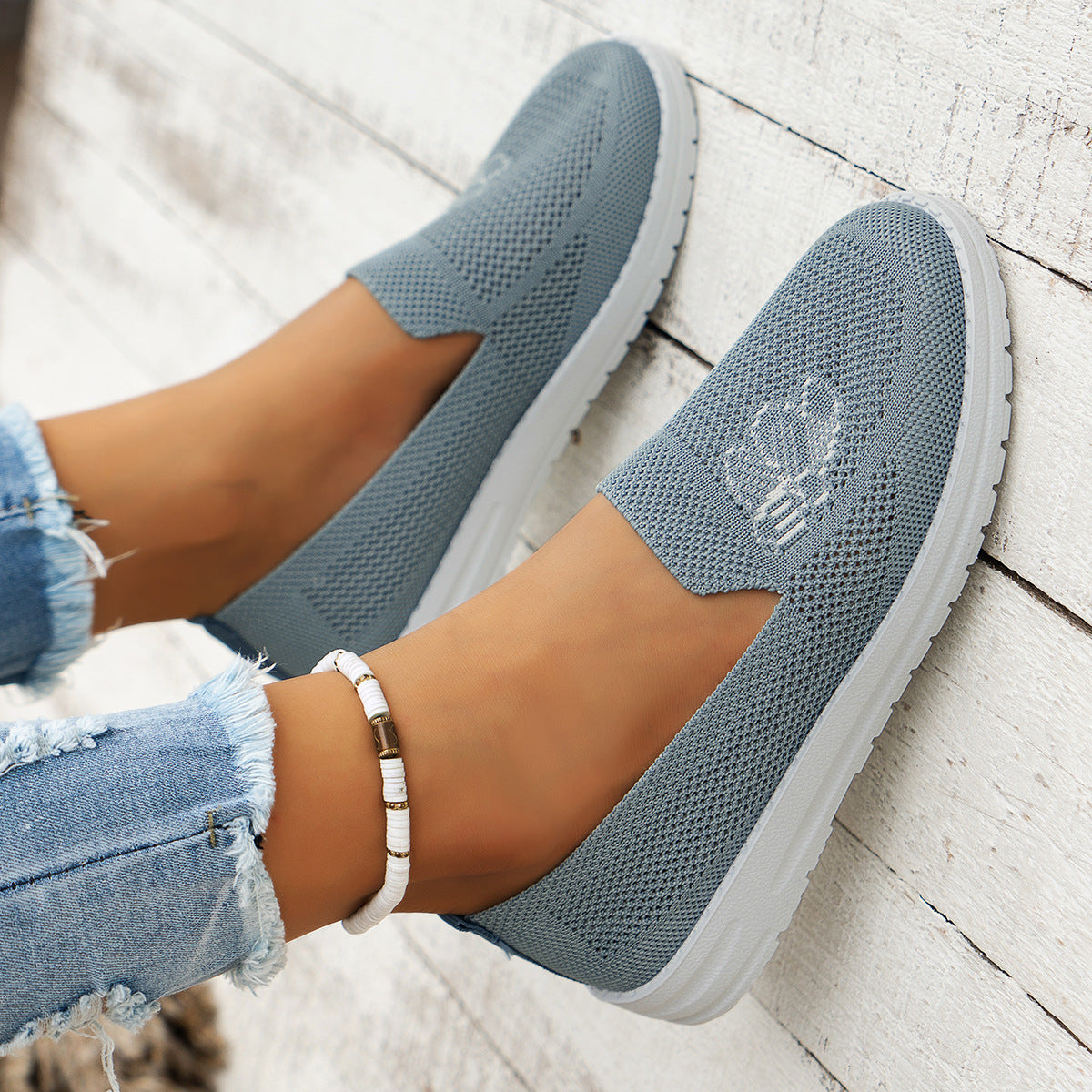 Damen luftige Slip-On Sneakers mit atmungsaktiver Struktur R&B
