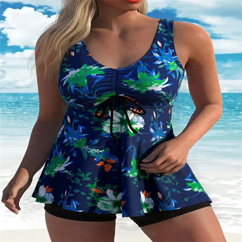 Damen Tankini-Top mit floralem Design und figurumspielendem Schnitt R&B