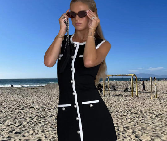 Damen Strickmaxikleid mit Knopfleiste und seitlichen Schlitzen R&B