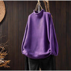 Damen Oversized Strickpullover mit hohem Kragen R&B