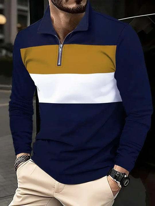 Herren Freizeitpullover mit modernem Reißverschluss R&B