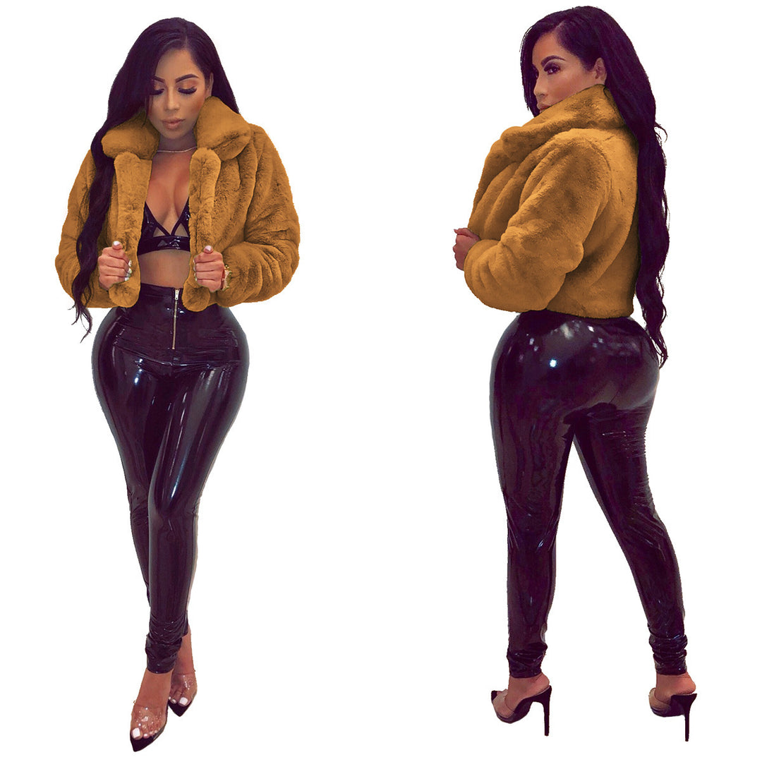 Damen Elegante und modische Kurzjacke aus hochwertigem Kunstpelz R&B