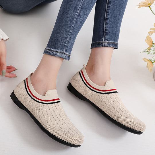 Damen atmungsaktive Slip-On Sneakers mit elastischem Kragen R&B