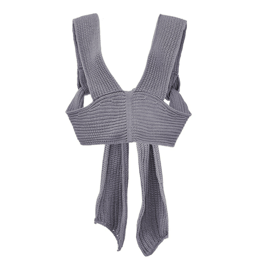 Damen gestricktes Crop-Top mit raffinierten Rückendetails R&B