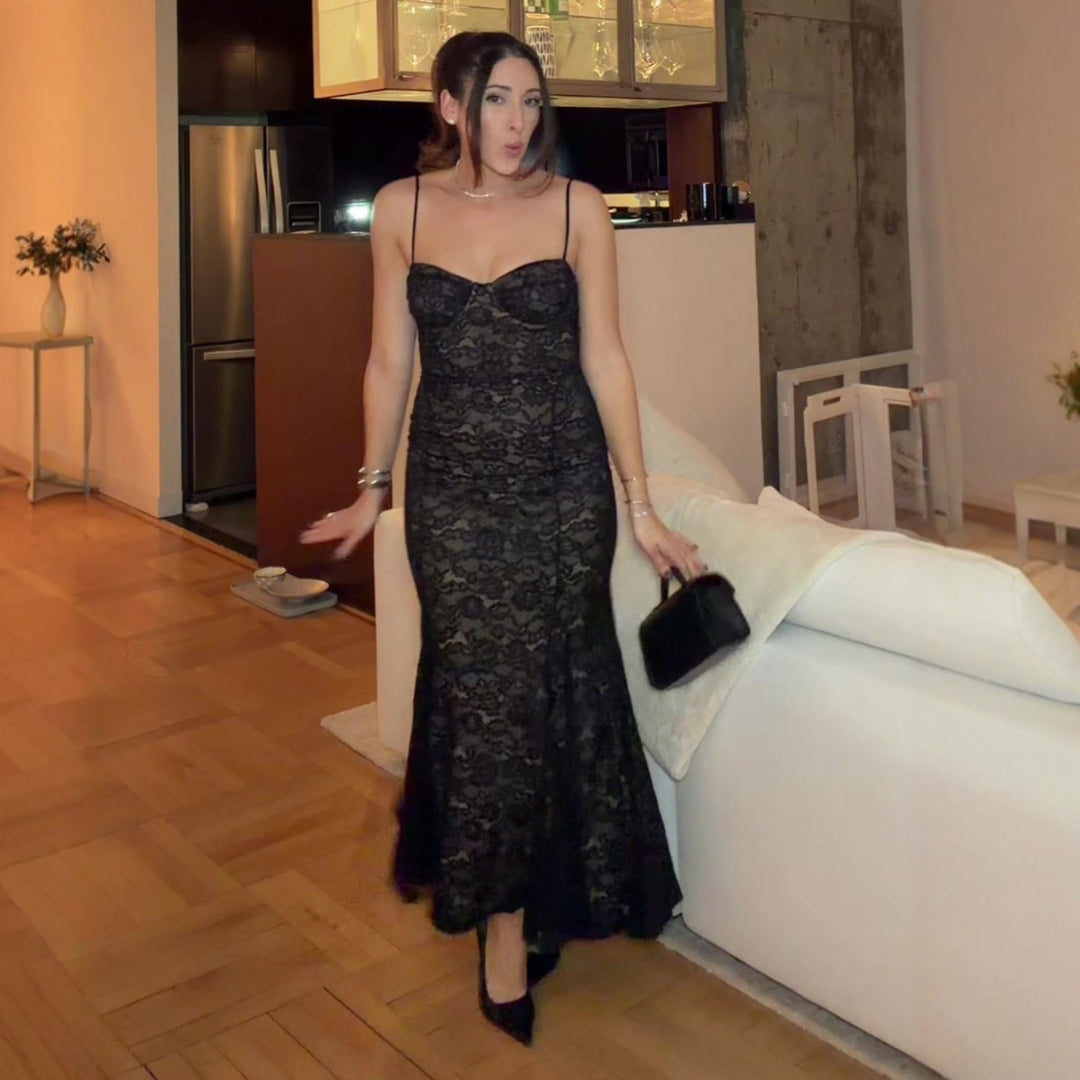 Damen Spitzenkleid mit sanften Konturen und trägerlosem Design R&B