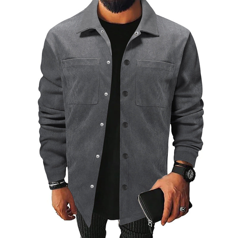 Herren Freizeit-Jacke aus strukturiertem Samt mit praktischen Brusttaschen R&B