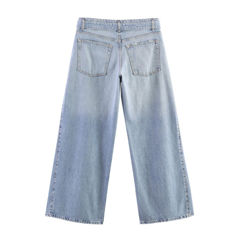 Damen Weite Jeanshose im lässigen Schnitt mit seitlichen Schlitzen R&B