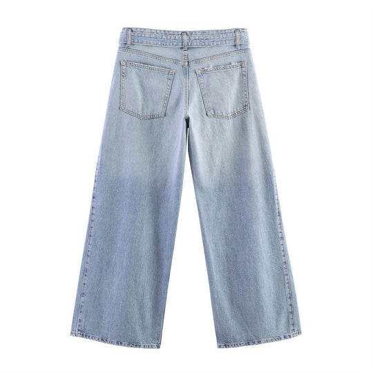 Damen Weite Jeanshose im lässigen Schnitt mit seitlichen Schlitzen R&B