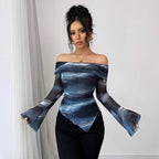 Damen Elegante und figurbetonte Bluse mit Off-Shoulder-Design R&B