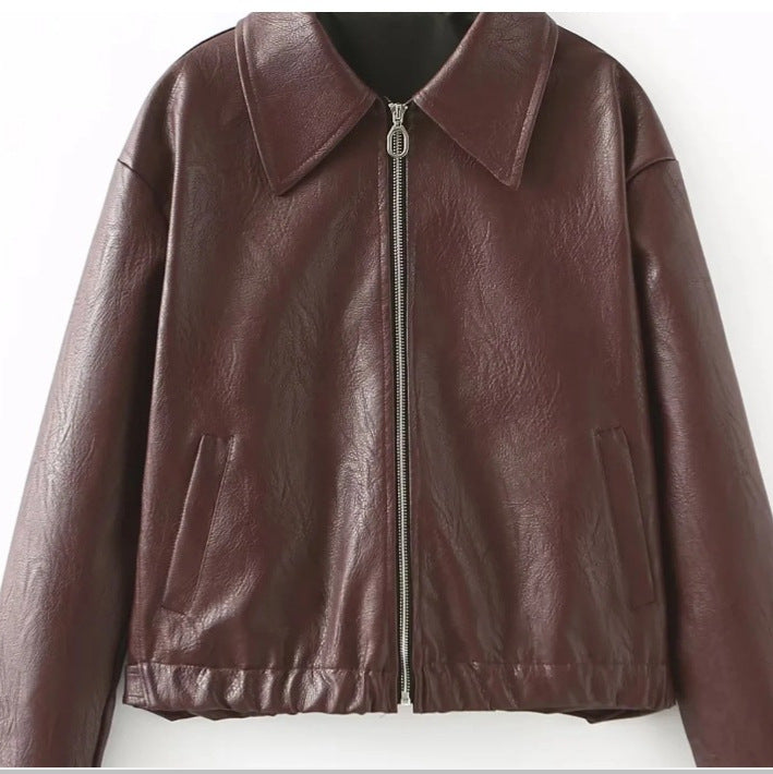 Damen Kunstlederjacke im lässigen Schnitt mit aufgesetzten Taschen R&B