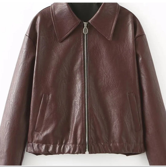 Damen Kunstlederjacke im lässigen Schnitt mit aufgesetzten Taschen R&B