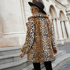 Damen Elegante Kunstfelljacke mit Leopardenmuster R&B