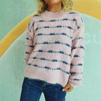 Damen Pullover mit weichem Mohair-Material und modernem Streifenmuster R&B