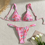 Damen Triangel-Bikini mit verstellbaren Trägern und floralem Design