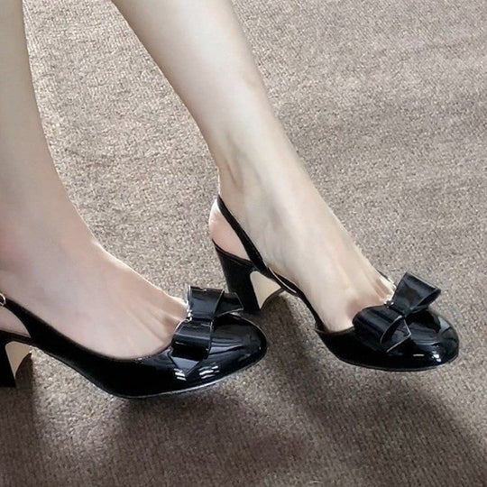 Damen elegante Sling-Pumps mit modischem Schleifendetail und bequemem Blockabsatz R&B