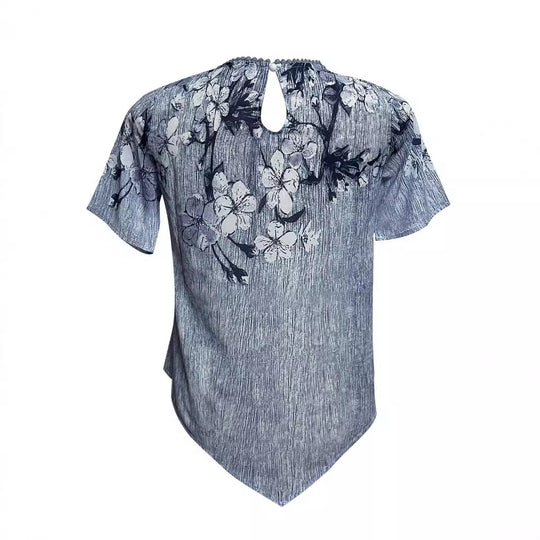 Damen nan zweilagiges Blusenkleid mit asymmetrischem Stufensaum, floraler Druckpasse und Flügelärmeln R&B