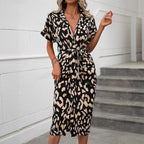 Damen Midikleid mit Knopfverschluss und Schlitz R&B