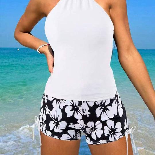 Damen Tankini-Set mit modischem Blumendruck und verstellbaren Trägern R&B