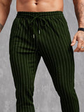 Herren moderne Lounge-Hose mit elastischem Bund und dekorativen Streifen R&B