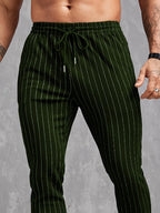 Herren moderne Lounge-Hose mit elastischem Bund und dekorativen Streifen R&B