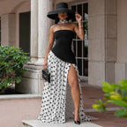 Damen Wickelkleid mit asymmetrischem Saum und Punkten R&B