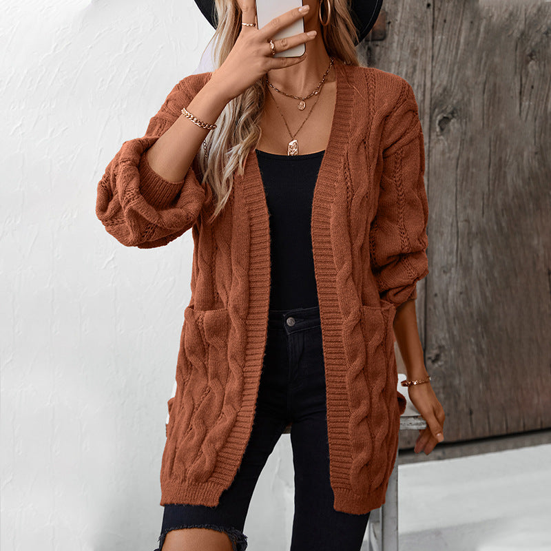 Damen Strickjacke mit einem stilvollen Flechtmuster