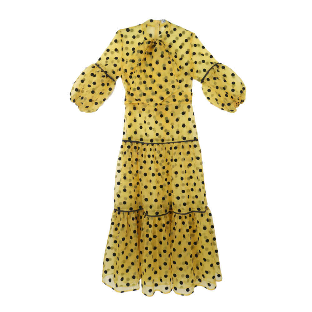 Damen Festliches Maxikleid mit eleganten Rüschen und modischem Polka-Dot-Design R&B