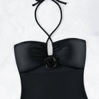 Damen eleganter Cut-Out Einteiler Badeanzug mit verstellbaren Trägern R&B