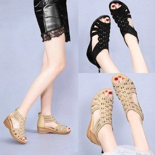 Damen mit funkelnden Strassverzierungen und geschlossenen Fersen Sandalen R&B