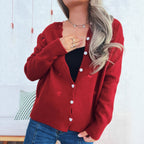 Damen Strickjacke mit liR&Bevollem Blumen- und Kirschdesign R&B