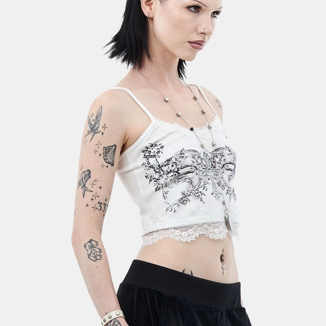 Damen Spitzencamisole mit floralem Druck R&B