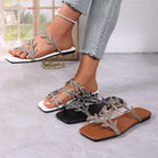 Damen Elegante Riemensandalen mit funkelnden Blumendekoren R&B
