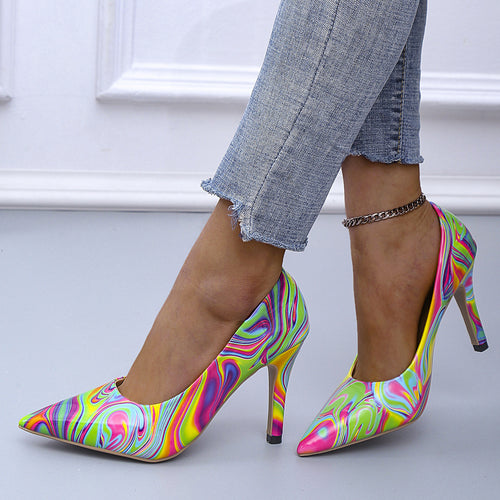 Damen High Heels mit buntem Marmor-Design und elegantem Stiletto R&B