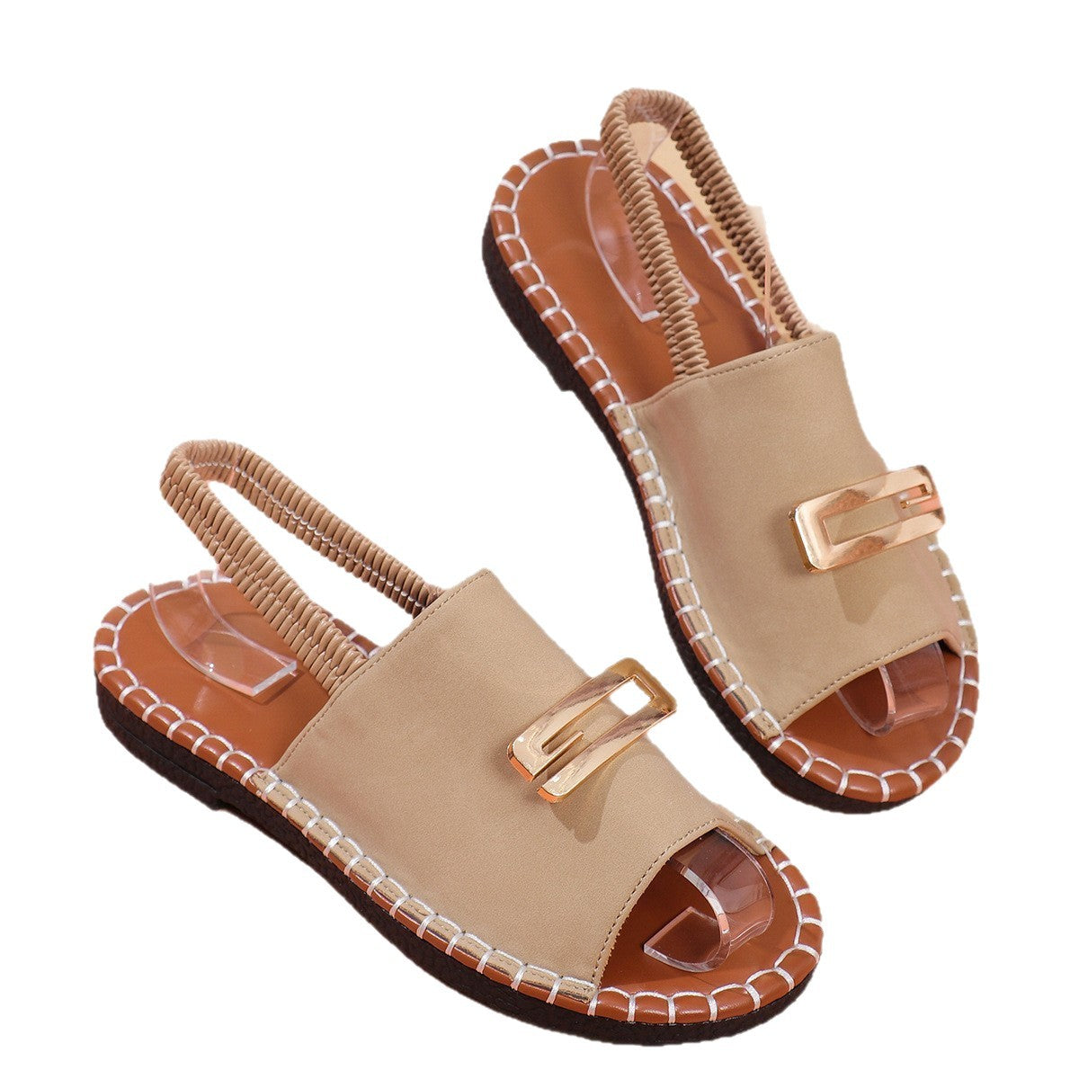 Damen Slingback Sandalen mit dekorativem Riemen und rutschfester Sohle
