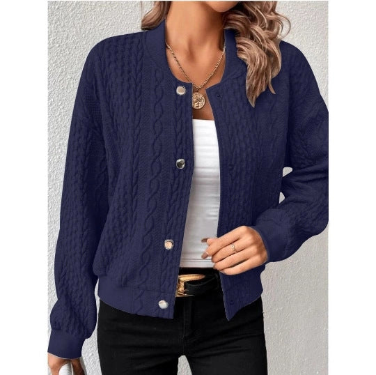Damen Lässige Strickjacke mit strukturierter Oberfläche und Knopfleiste R&B