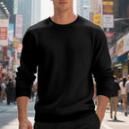Herren lässiger Rundhals-Sweatshirt aus hochwertigem Baumwollmix mit strukturiertem Material R&B
