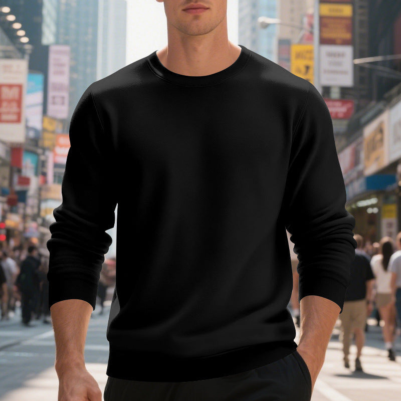 Herren lässiger Rundhals-Sweatshirt aus hochwertigem Baumwollmix mit strukturiertem Material R&B