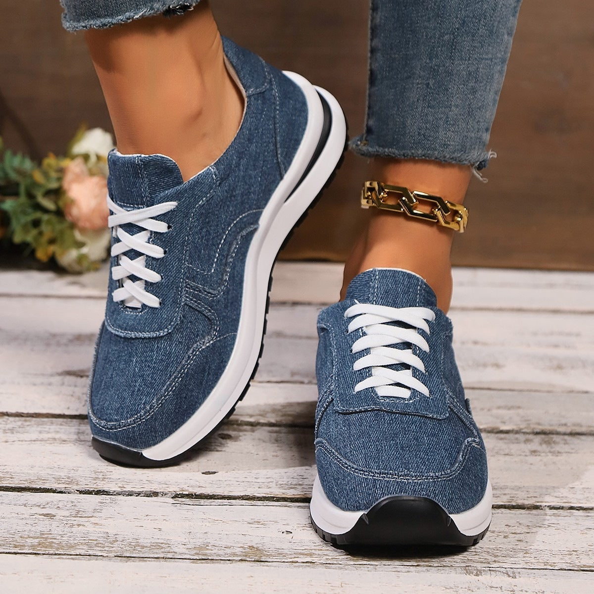 Damen Sneaker aus Denim mit dämpfender Sohle R&B