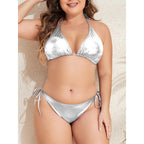 Damen Triangel-Bikini mit glänzendem Material und verstellbaren Trägern R&B