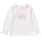 Mädchen Langarmshirt mit niedlicher Spitzenverzierung und Schleifendekor R&B