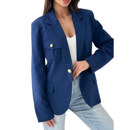 Damen klassische doppelt-knöpfte taillierte Blazer mit Taschen-Detail R&B