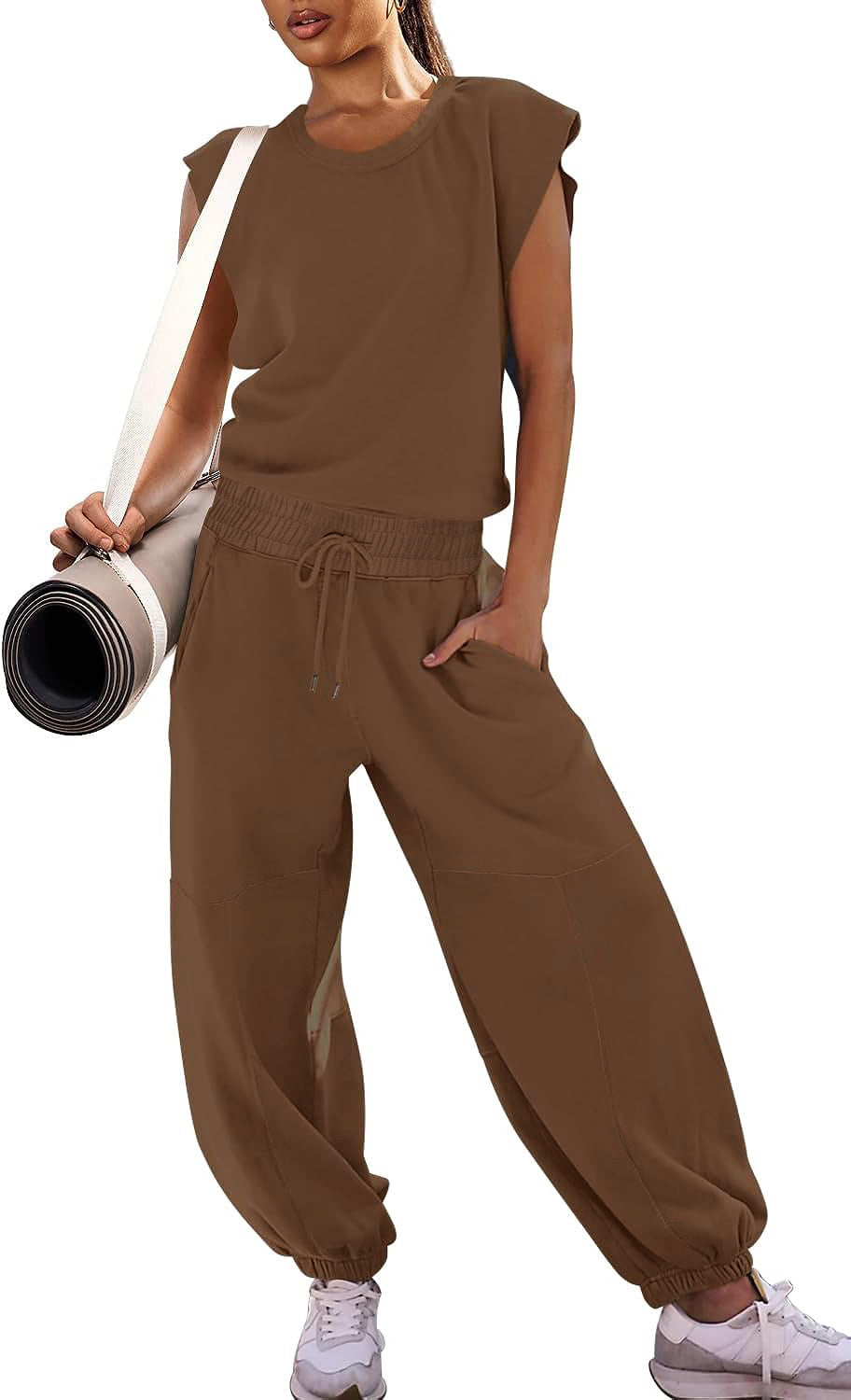 Damen lässiger Sweatanzug mit weiter Silhouette und elastischem Bund R&B