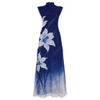 Damen Maxikleid mit floralem Design und elegantem Stehkragen R&B