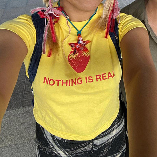 Damen Kreatives Grafik T-Shirt mit Erdbeer-Motiv R&B