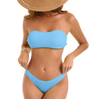 Damen Bandeau-Bikini-Set mit strukturiertem Oberteil und klassischem Schnitt R&B