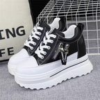 Damen Sportliche Sneaker mit Plateau und Reißverschluss
