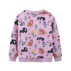 Mädchen Sweatshirt mit buntem Tier- und Blumenmuster R&B