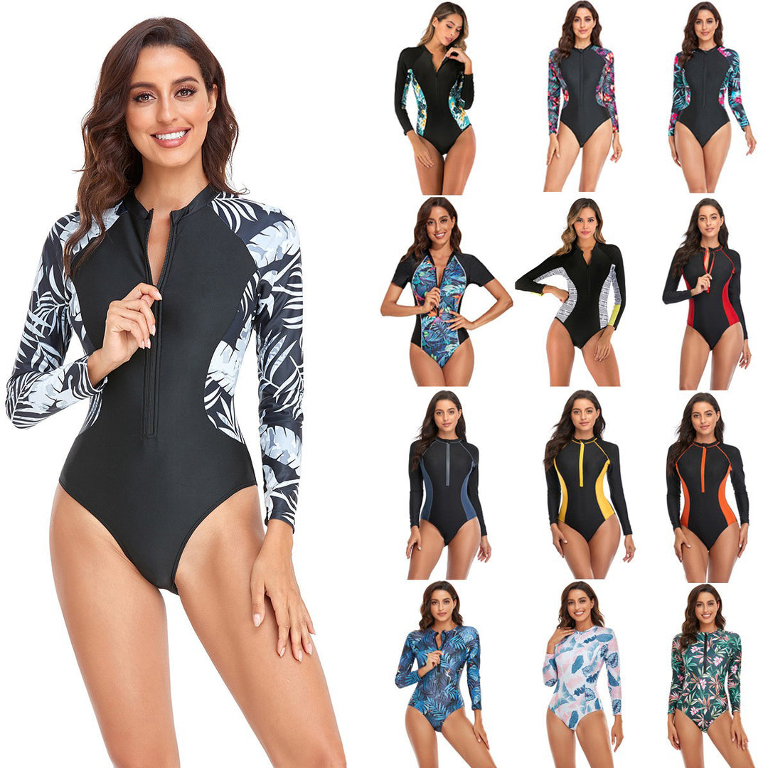 Damen Sportlicher Kurzarm Badeanzug mit trendigem Floral-Muster R&B
