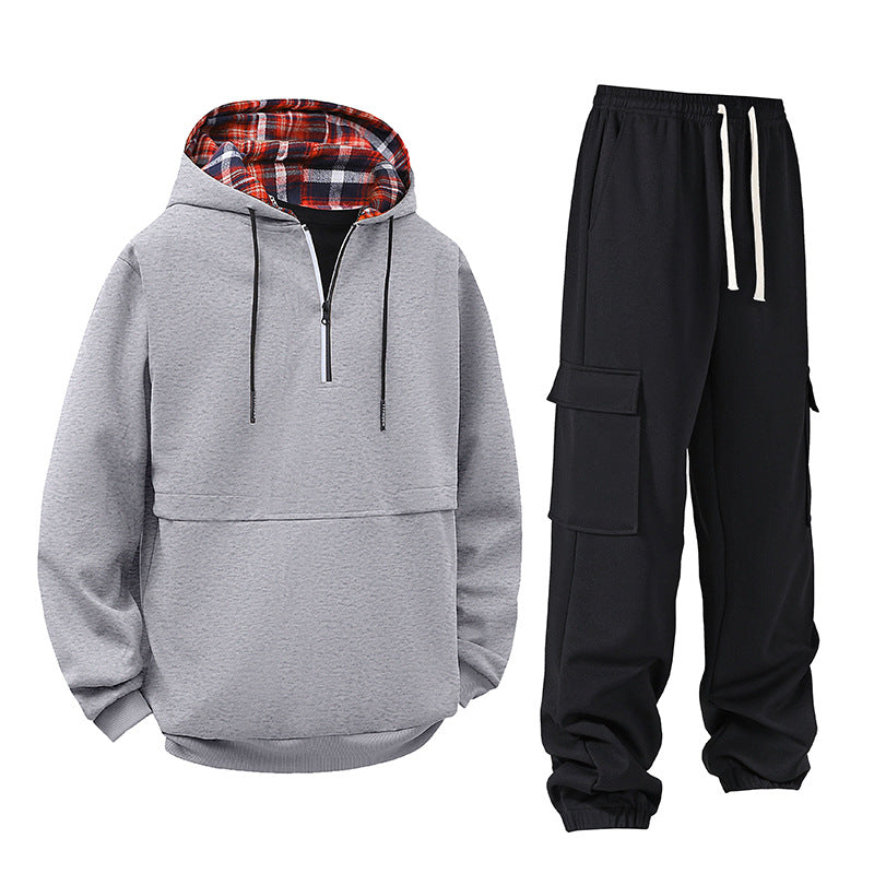 Damen lässiger Hoodie mit Druckknopf und Cargo-Hose R&B