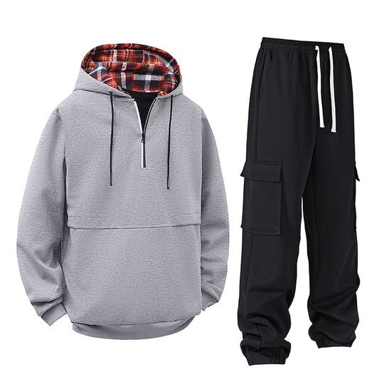 Damen lässiger Hoodie mit Druckknopf und Cargo-Hose R&B